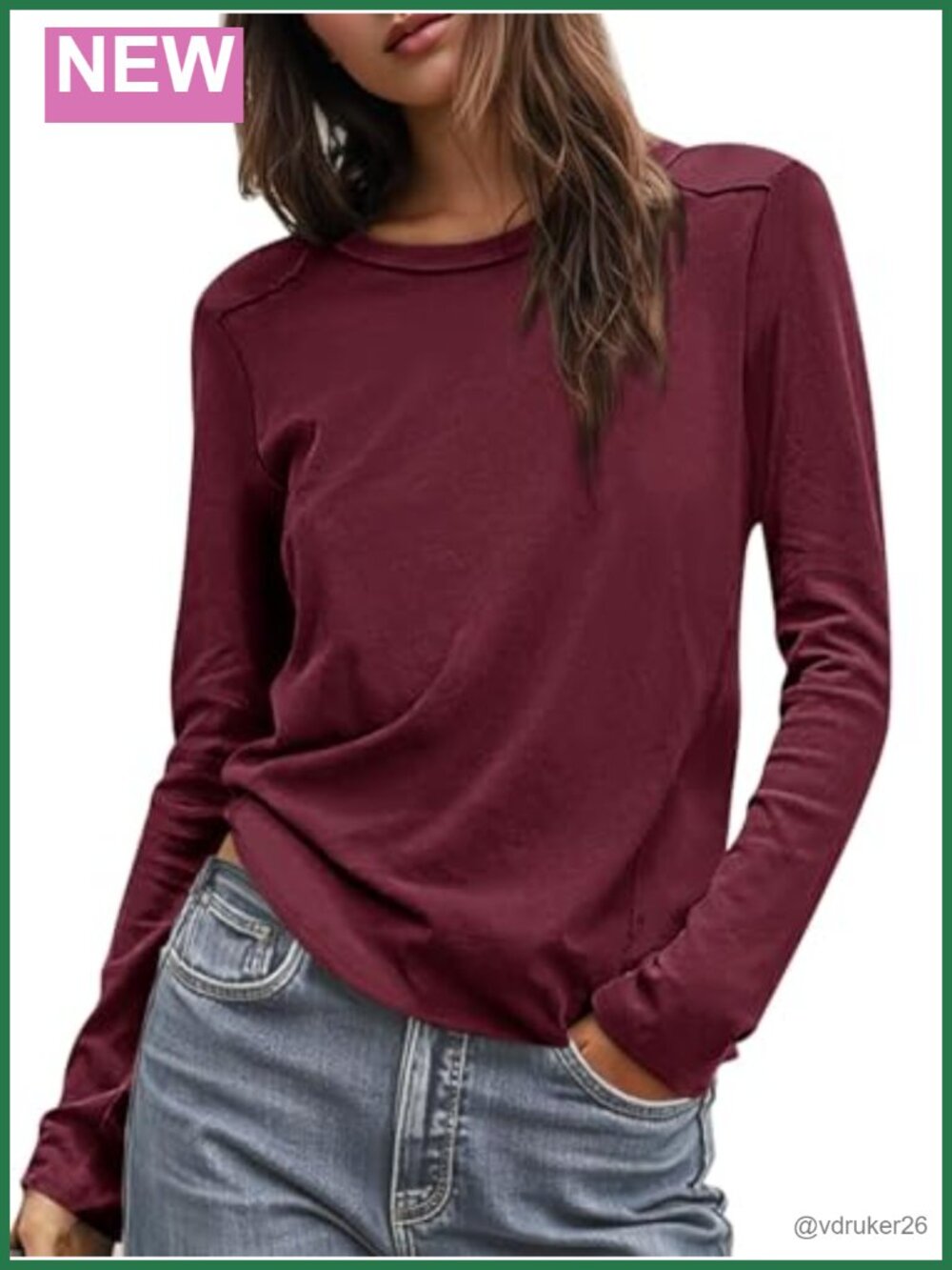Womens Long Sleeve Crew Neck Loose Fit Tunic Tee Casual Fall Top